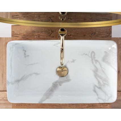 REA-U5896 - Umyvadlo na desku DENIS 35x61,5 cm keramika/dekor mramoru