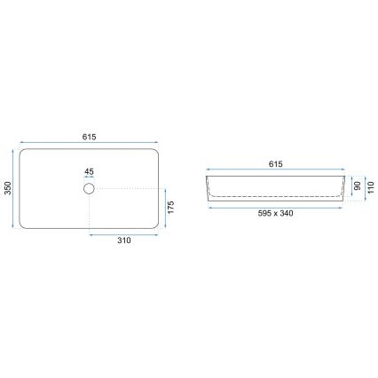REA-U5896 - Umyvadlo na desku DENIS 35x61,5 cm keramika/dekor mramoru