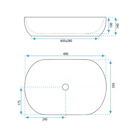 REA-U6022 - Umyvadlo na desku LISA 35x49 cm keramika/lesklá bílá