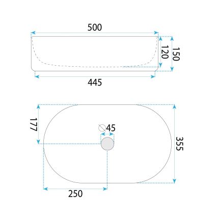 REA-U6366 - Umyvadlo na desku OKTAWIA 35,5x50 cm keramika/bílá