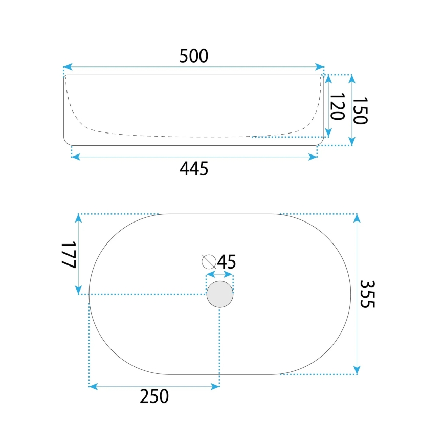REA-U6366 - Umyvadlo na desku OKTAWIA 35,5x50 cm keramika/bílá