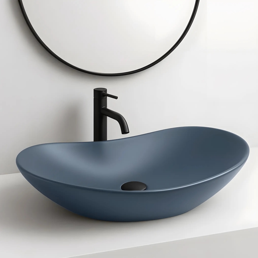 REA-U6373 - Umyvadlo na desku ROYAL 35,5x61,5 cm keramika/modrá