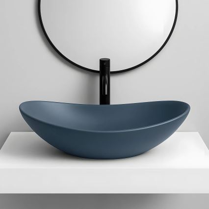 REA-U6373 - Umyvadlo na desku ROYAL 35,5x61,5 cm keramika/modrá