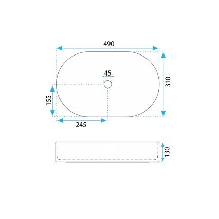 REA-U6375 - Umyvadlo na desku VANDA 31x49 cm keramika/matná modrá