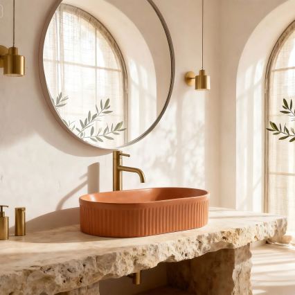 REA-U6377 - Umyvadlo na desku VANDA 31x49 cm keramika/oranžová