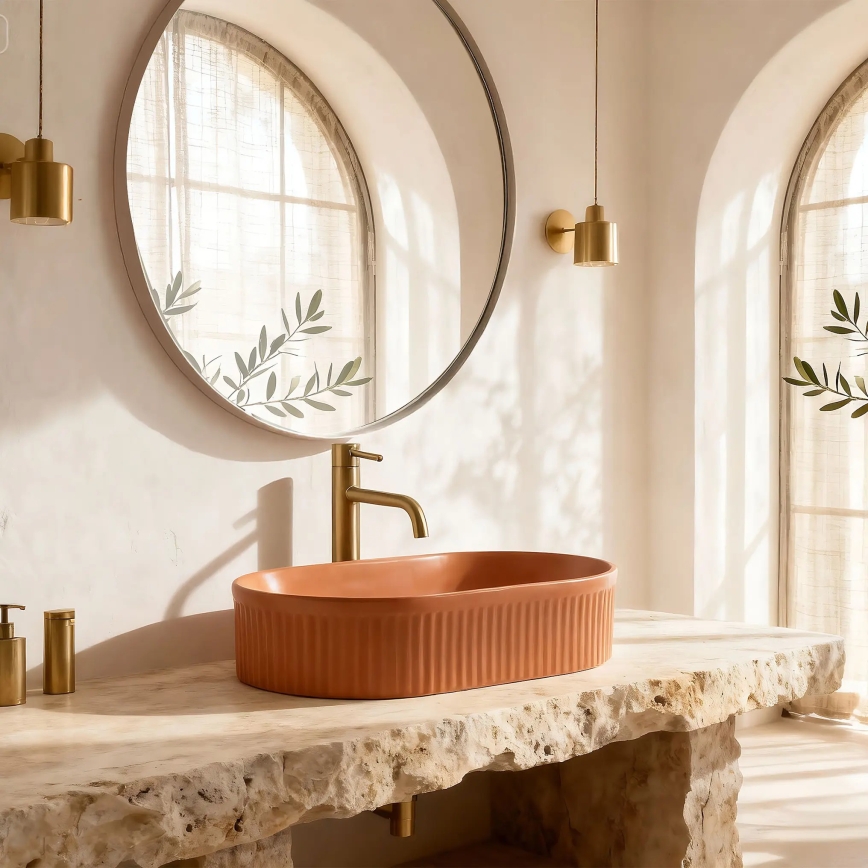 REA-U6377 - Umyvadlo na desku VANDA 31x49 cm keramika/oranžová