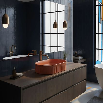 REA-U6377 - Umyvadlo na desku VANDA 31x49 cm keramika/oranžová