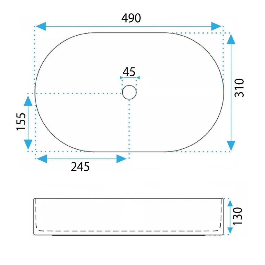 REA-U6377 - Umyvadlo na desku VANDA 31x49 cm keramika/oranžová