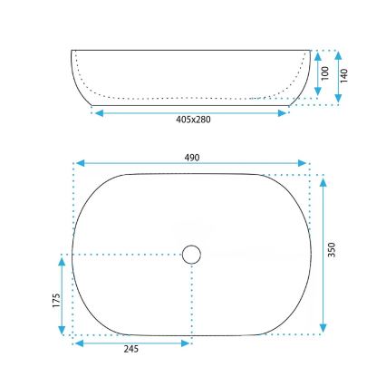 REA-U6380 - Umyvadlo na desku LISA 35x49 cm keramika/lesklá hnědá