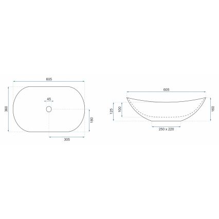 REA-U6502 - Umyvadlo na desku ROYAL 36x60,5 cm keramika/dekor mramoru