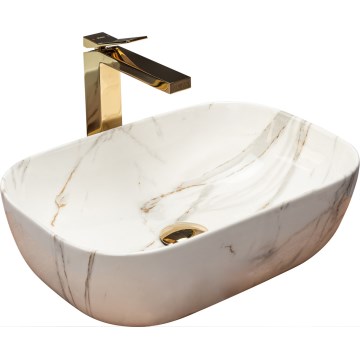 REA-U6596 - Umyvadlo na desku BELINDA 33,5x46,5 cm keramika/dekor mramoru