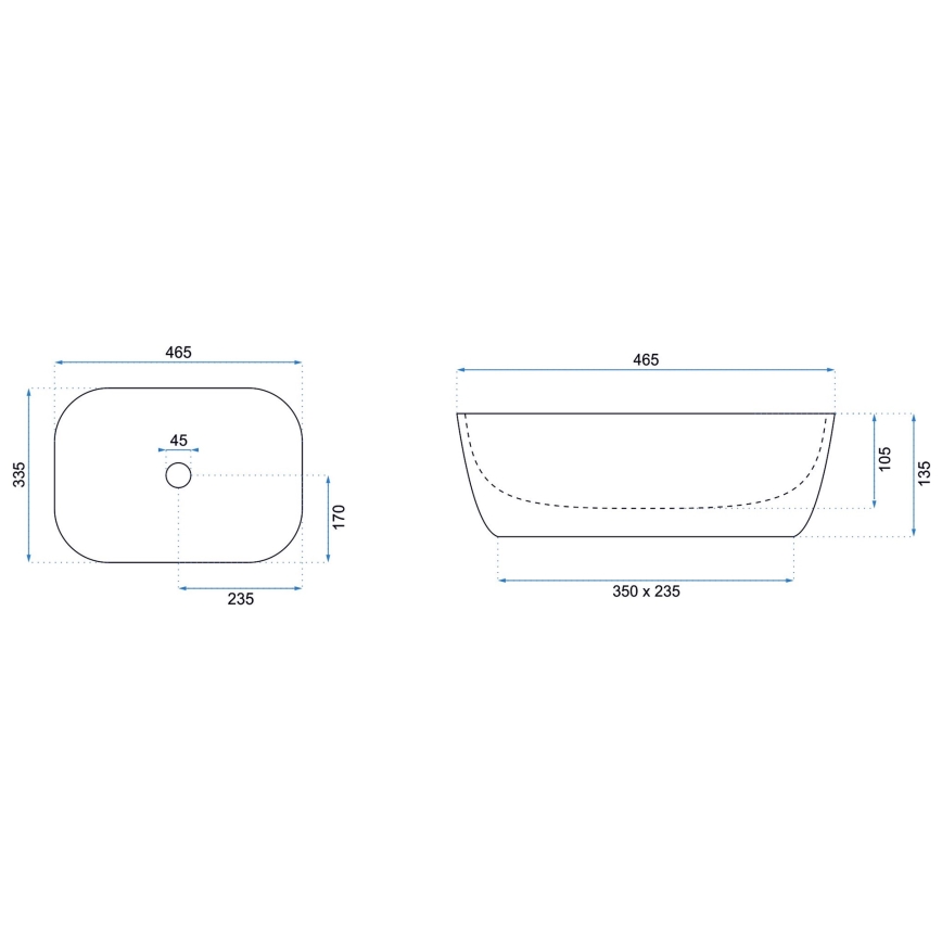 REA-U6596 - Umyvadlo na desku BELINDA 33,5x46,5 cm keramika/dekor mramoru