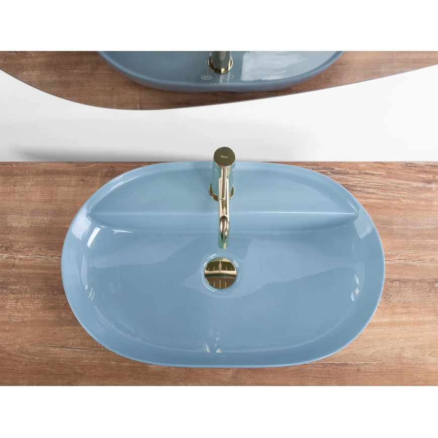 REA-U6618 - Umyvadlo na desku AURA 41x61 cm keramika/lesklá modrá