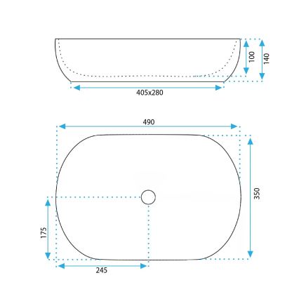 REA-U6620 - Umyvadlo na desku LISA 35x49 cm keramika/lesklá modrá