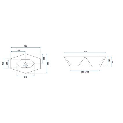 REA-U6643 - Umyvadlo na desku VEGAS 37x57 cm keramika/lesklá bílá