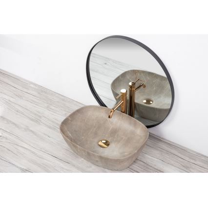 REA-U6647 - Umyvadlo na desku FREJA 39,5x51 cm keramika/šedá/dekor mramoru