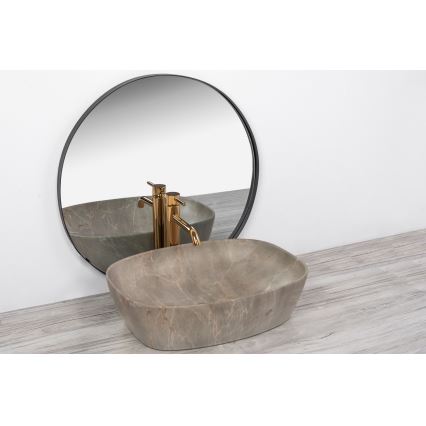 REA-U6647 - Umyvadlo na desku FREJA 39,5x51 cm keramika/šedá/dekor mramoru