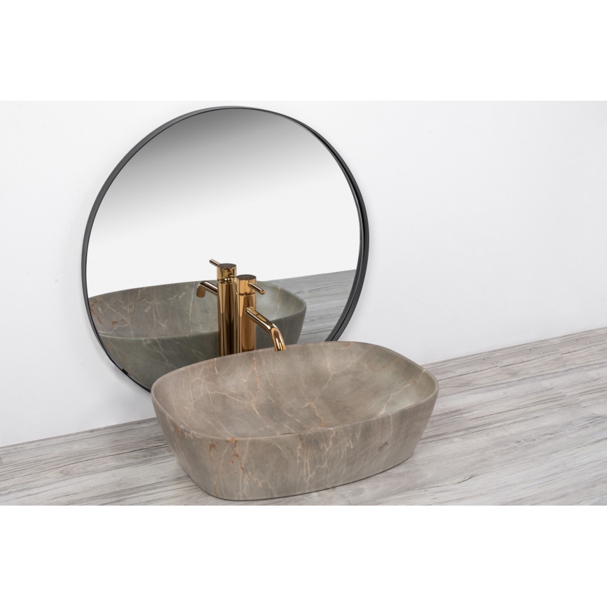 REA-U6647 - Umyvadlo na desku FREJA 39,5x51 cm keramika/šedá/dekor mramoru