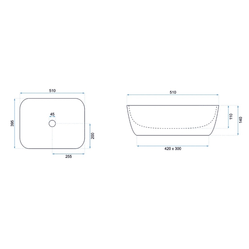 REA-U6647 - Umyvadlo na desku FREJA 39,5x51 cm keramika/šedá/dekor mramoru