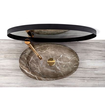 REA-U6650 - Umyvadlo na desku ROXY 31x49 cm keramika/šedá/dekor mramoru