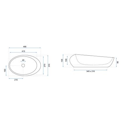 REA-U6650 - Umyvadlo na desku ROXY 31x49 cm keramika/šedá/dekor mramoru