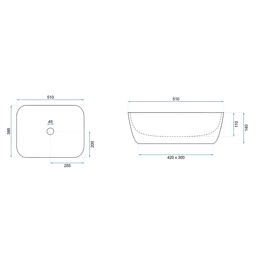 REA-U6689 - Umyvadlo na desku FREJA 39,5x51 cm keramika/béžová/imitace kamene
