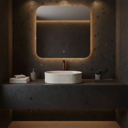 REA-U7342 - Umyvadlo na desku VANDA 31x49 cm keramika/béžová/imitace kamene