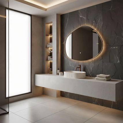 REA-U7342 - Umyvadlo na desku VANDA 31x49 cm keramika/béžová/imitace kamene