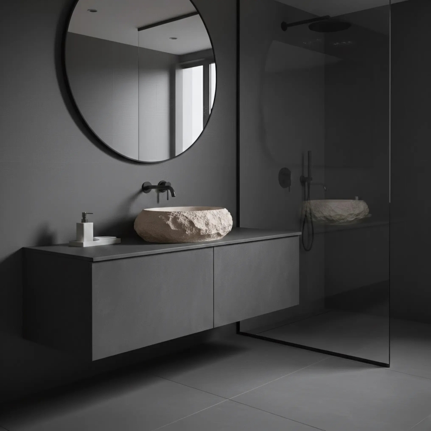 REA-U7347 - Umyvadlo na desku MIKA 38x50 cm béžová/imitace kamene
