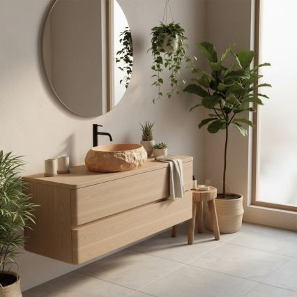REA-U7348 - Umyvadlo na desku MIKA 38x50 cm oranžová/béžová/imitace kamene