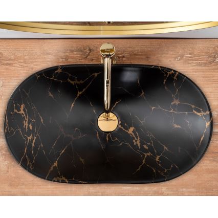 REA-U7478 - Umyvadlo na desku ROYAL 36x62 cm keramika/černá/dekor mramoru
