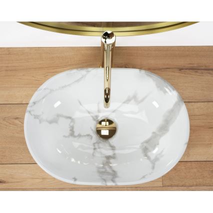 REA-U8001 - Umyvadlo na desku AMELIA 34,5x48 cm keramika/dekor mramoru