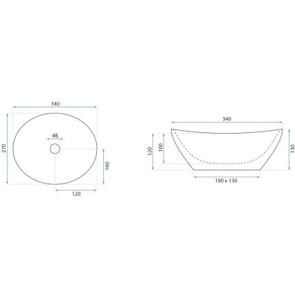 REA-U8014 - Umyvadlo na desku SOFIA MINI 27x34 cm keramika/dekor mramoru
