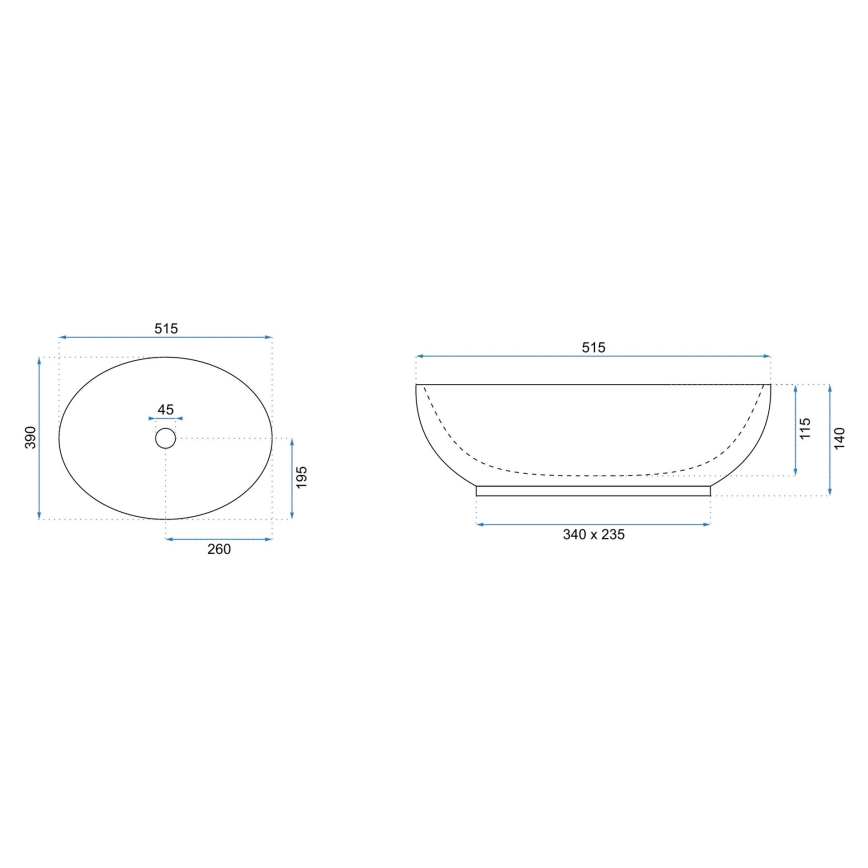 REA-U8198 - Umyvadlo na desku CAROLA SLIM 39x51,5 cm keramika/lesklá bílá