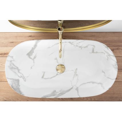 REA-U8403 - Umyvadlo na desku CLEO 41x81 cm keramika/dekor mramoru