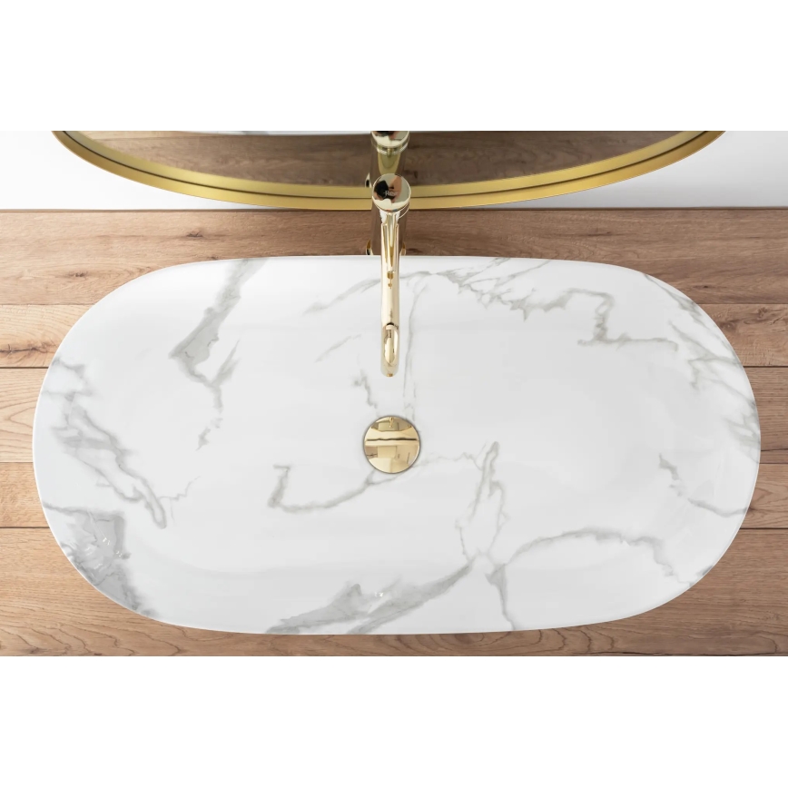 REA-U8403 - Umyvadlo na desku CLEO 41x81 cm keramika/dekor mramoru