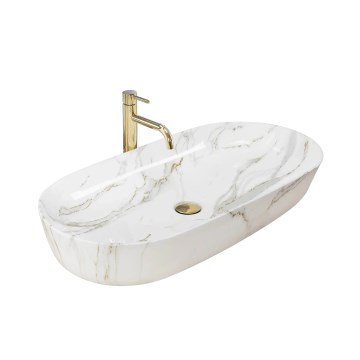 REA-U8404 - Umyvadlo na desku CLEO 41x81 cm keramika/bílá/dekor mramoru