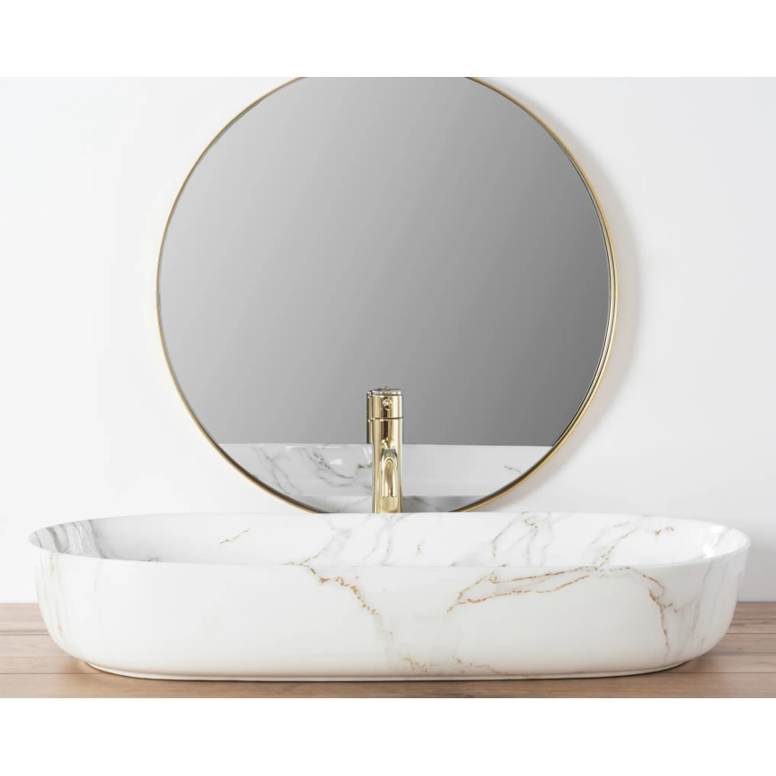 REA-U8404 - Umyvadlo na desku CLEO 41x81 cm keramika/bílá/dekor mramoru