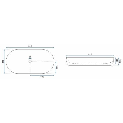 REA-U8404 - Umyvadlo na desku CLEO 41x81 cm keramika/bílá/dekor mramoru