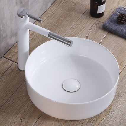 REA-U8493 - Umyvadlo na desku ELMA pr. 45 cm keramika/lesklá bílá
