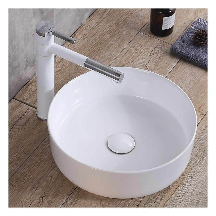 REA-U8493 - Umyvadlo na desku ELMA pr. 45 cm keramika/lesklá bílá