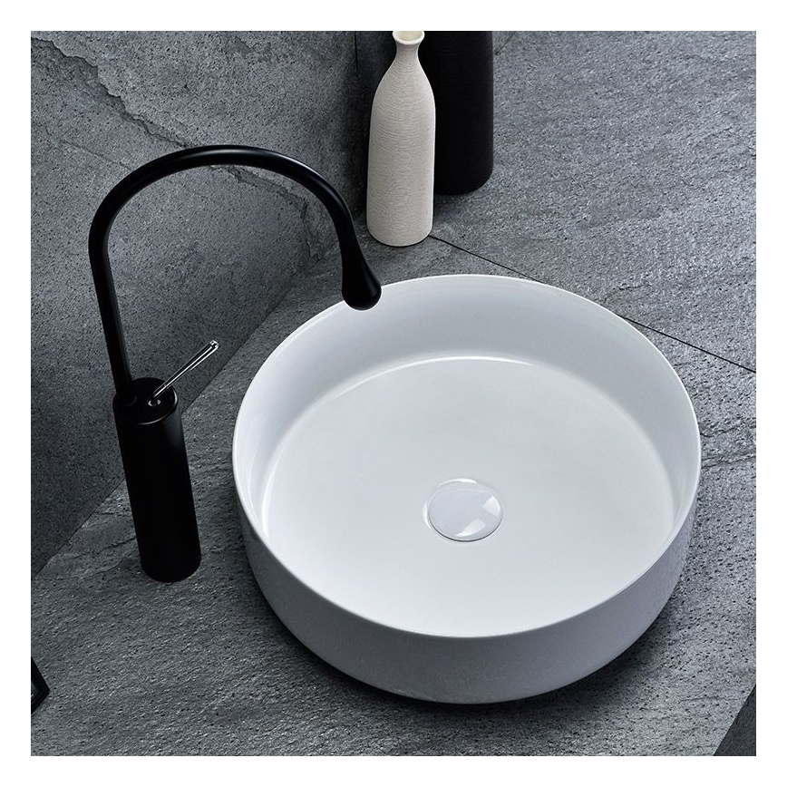 REA-U8493 - Umyvadlo na desku ELMA pr. 45 cm keramika/lesklá bílá