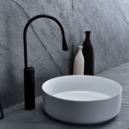 REA-U8493 - Umyvadlo na desku ELMA pr. 45 cm keramika/lesklá bílá