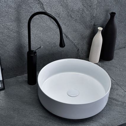 REA-U8493 - Umyvadlo na desku ELMA pr. 45 cm keramika/lesklá bílá