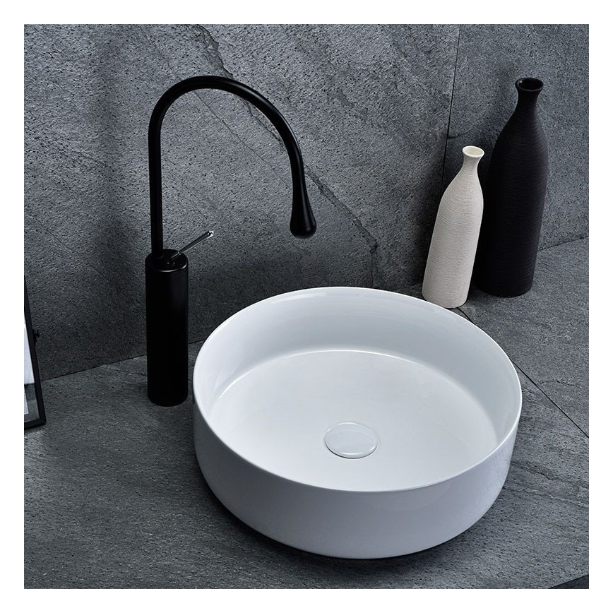 REA-U8493 - Umyvadlo na desku ELMA pr. 45 cm keramika/lesklá bílá