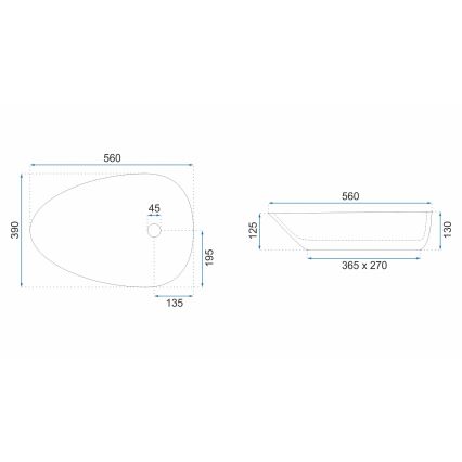 REA-U8536 - Umyvadlo na desku GRETA 39x56 cm keramika/lesklá bílá