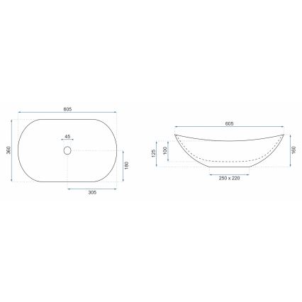 REA-U8548 - Umyvadlo na desku ROYAL 36x60,5 cm keramika/dekor mramoru