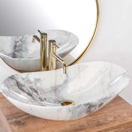 REA-U8596 - Umyvadlo na desku ROYAL 36x62,5 cm keramika/bílá/šedá/imitace kamene