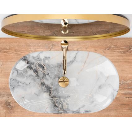 REA-U8596 - Umyvadlo na desku ROYAL 36x62,5 cm keramika/bílá/šedá/imitace kamene