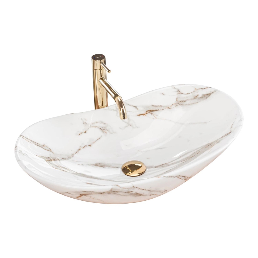 REA-U8597 - Umyvadlo na desku ROYAL 36x62 cm keramika/dekor mramoru